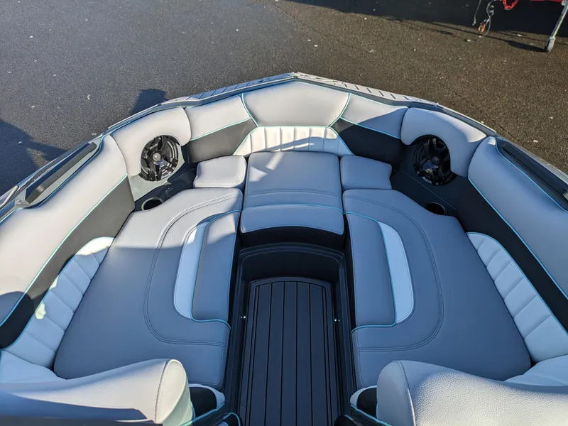 Slide: The Image of Luxurious seating in 2025 MB B52-21 Alpha boat, featuring sleek design and premium materials. - 10