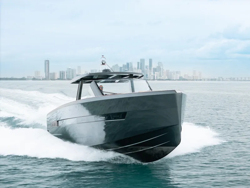 Slide: The Image of 2022 Fjord 52 Open yacht cruising near city skyline on a clear day. - 44