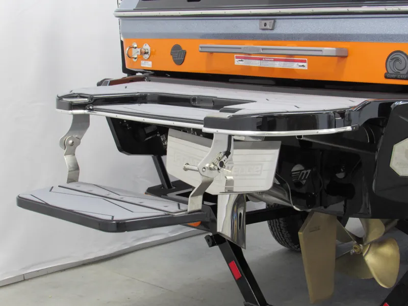Slide: The Image of 2025 Malibu Wakesetter 22 MXZ swim platform and propeller detail. - 6