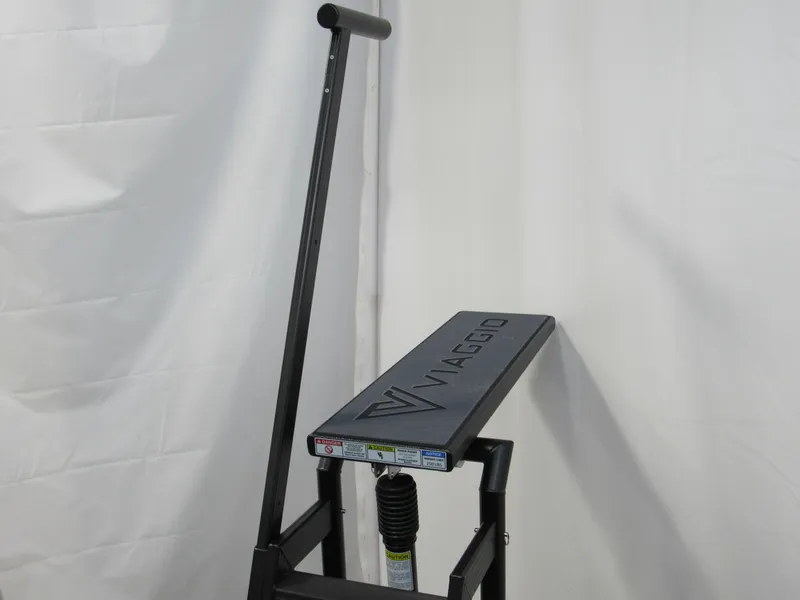 Slide: The Image of 2025 Viaggio Lago X22U ladder with handle, black design, indoor setting. - 3