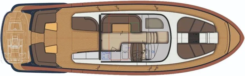 Slide: The Image of Top view layout of 2025 Rustler 41 yacht, showcasing interior and deck design. - 43
