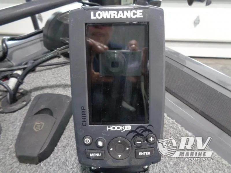 Slide: The Image of Lowrance Hook 4x CHIRP fish finder on 2018 Targa V-18 WT boat. - 34