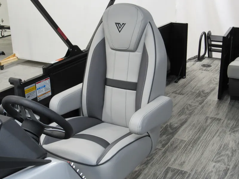 Slide: The Image of 2025 Viaggio Lago X22C captain's chair with sleek gray upholstery and modern design. - 10