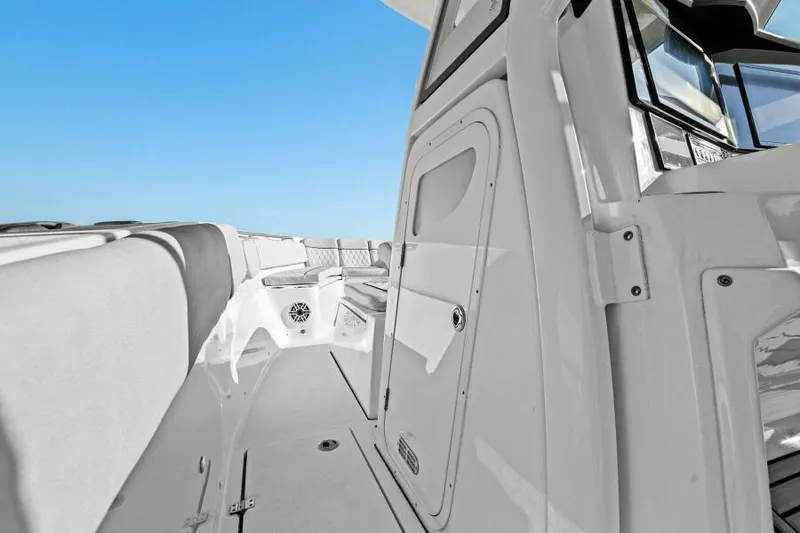 Slide: The Image of 2024 Sea Fox 328 Commander boat interior with sleek design and modern features. - 25