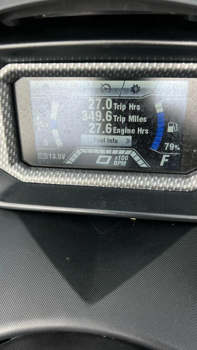 Slide: The Image of Dashboard of 2020 Yamaha WaveRunner FX Cruiser SVHO showing trip and engine hours. - 19