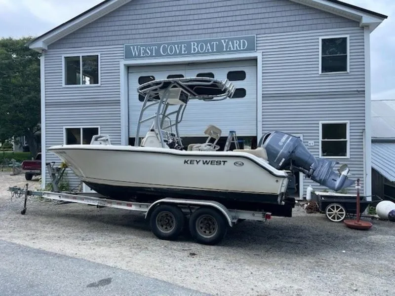Slide: The Image of 2016 Key West 203FS boat on trailer at West Cove Boat Yard. - 5