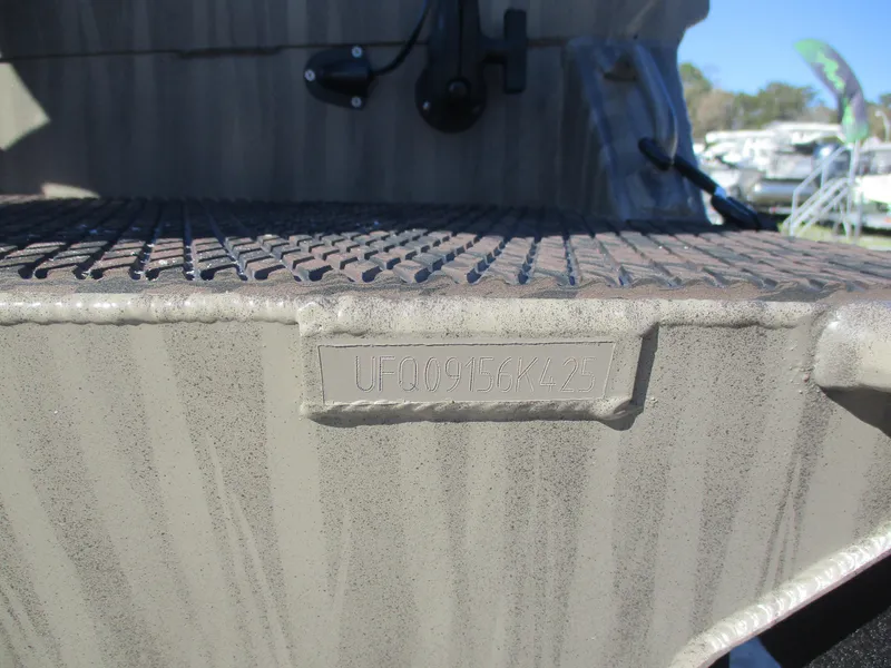 Slide: The Image of Close-up of 2025 Gator Tail 1854 Extreme boat hull with textured surface. - 7