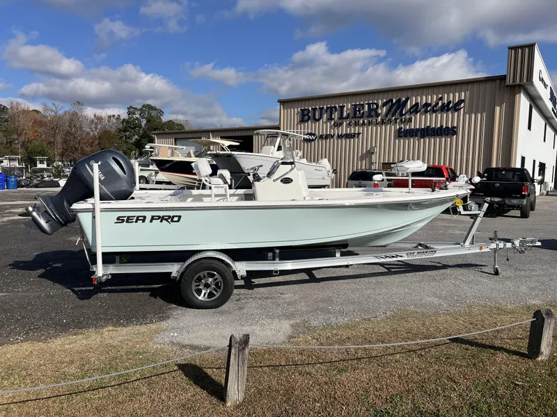Slide: The Image of 2023 Sea Pro 208 Bay boat on trailer at Butler Marine dealership. - 9