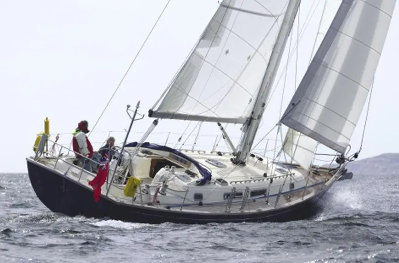 Slide: The Image of Sailing yacht Rustler 42, 2025 model, navigating through open waters. - 6