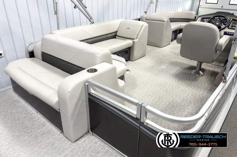 Slide: The Image of 2020 Avalon 2285 LSZ CRB pontoon boat interior with plush seating and modern design. - 12