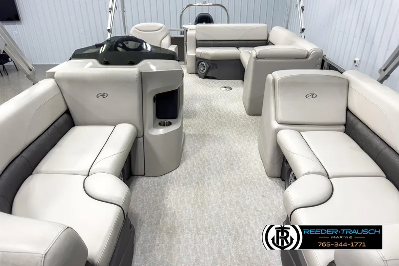 Slide: The Image of 2020 Avalon 2285 LSZ CRB pontoon boat interior with plush seating and modern design. - 13