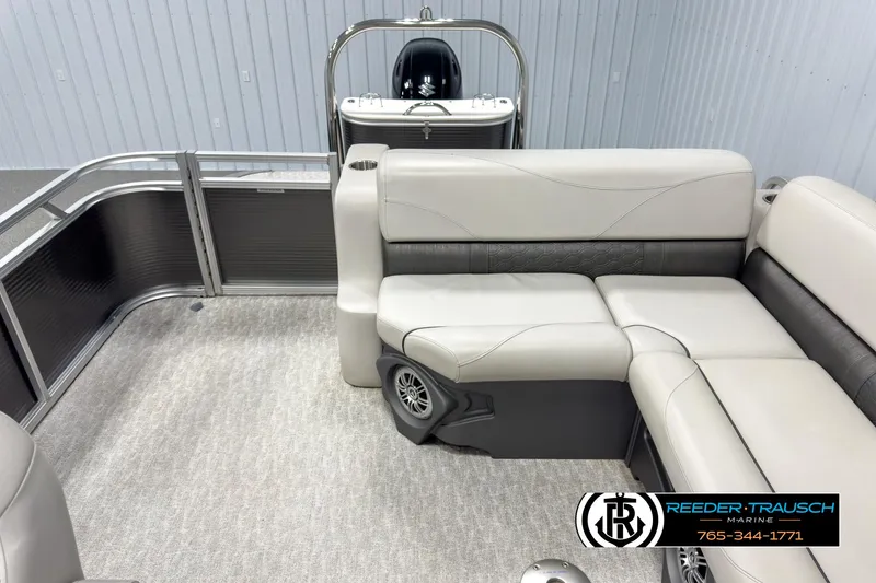 Slide: The Image of 2020 Avalon 2285 LSZ CRB pontoon boat interior with plush seating and modern design. - 15