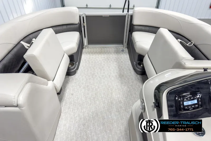 Slide: The Image of 2020 Avalon 2285 LSZ CRB boat interior with plush seating and modern design. - 20