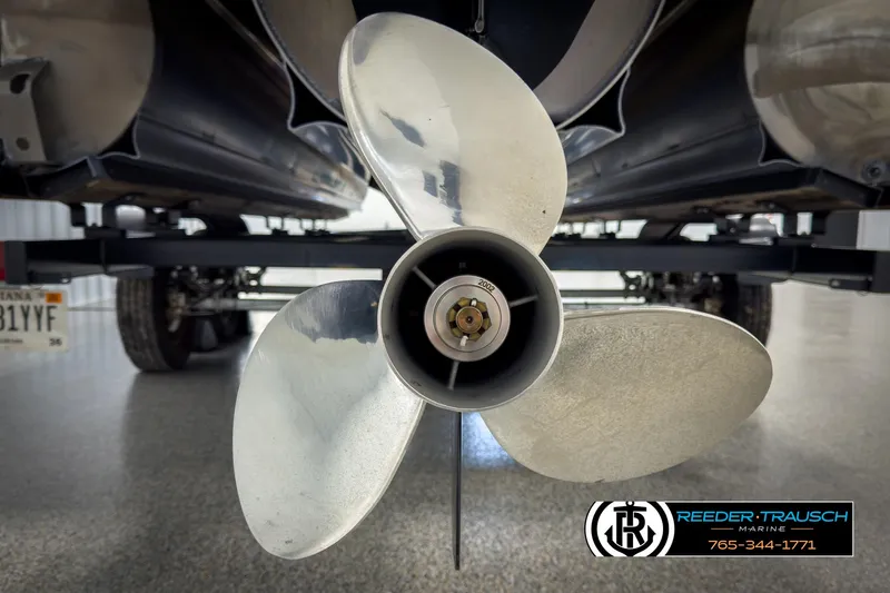 Slide: The Image of Close-up of a 2020 Avalon 2285 LSZ CRB boat propeller. - 42