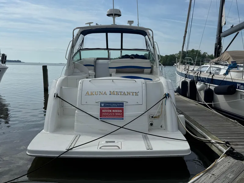 Slide: The Image of 2001 Formula 40 Performance Cruiser docked at marina, rear view. - 19