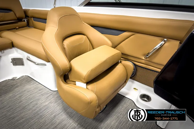 Slide: The Image of Luxurious tan seating in 2025 Four Winns HD3 boat interior, featuring sleek design and comfort. - 26
