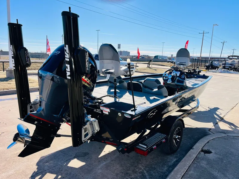 Slide: The Image of 2020 G3 Sportsman 1910 boat with powerful outboard motor in a parking lot. - 5