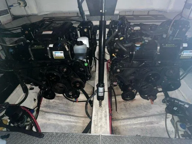 Slide: The Image of Twin engines in a 2004 Formula 34 PC boat engine compartment. - 25