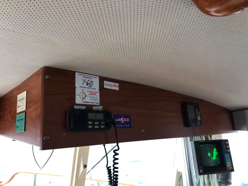 Slide: The Image of Interior view of a 1969 Grand Banks 42 Classic boat with navigation equipment. - 40