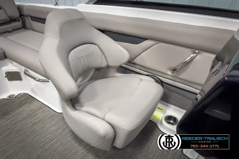 Slide: The Image of 2025 Four Winns HD3 boat interior with luxurious seating and modern design. - 23