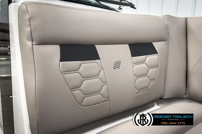 Slide: The Image of 2025 Four Winns HD3 boat seat with textured upholstery and logo detail. - 40