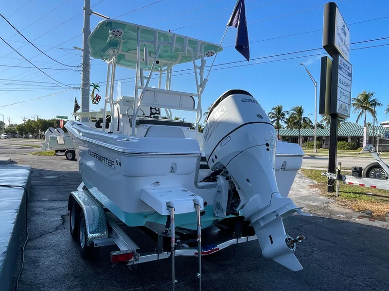 Slide: The Image of 2025 Clearwater 2200 WI Center Console boat on trailer, outdoor display. - 4