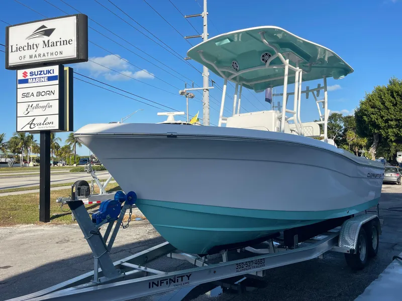 Slide: The Image of 2025 Clearwater 2200 WI Center Console boat on trailer at Liechty Marine. - 5