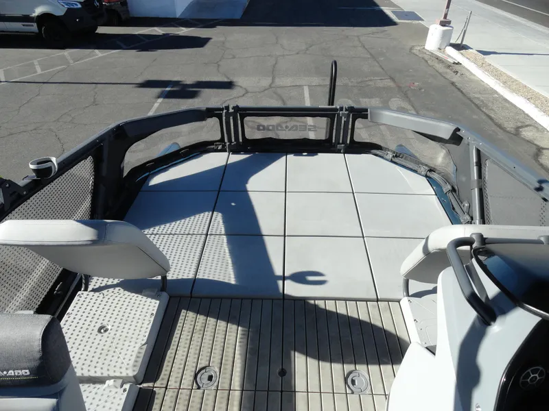 Slide: The Image of 2024 Sea-Doo Switch Sport 18 deck view, showcasing spacious layout and modern design. - 17
