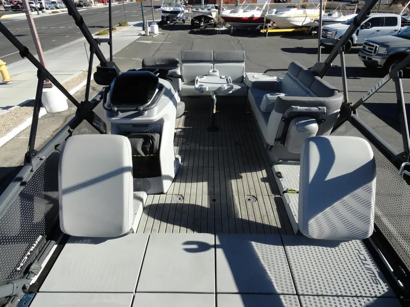 Slide: The Image of 2024 Sea-Doo Switch Sport 18 interior, showcasing spacious seating and modern design. - 18