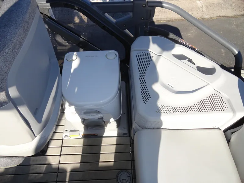 Slide: The Image of 2024 Sea-Doo Switch Sport 18 interior seating and storage area. - 20