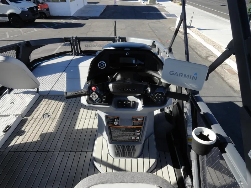 Slide: The Image of 2024 Sea-Doo Switch Sport 18 dashboard with Garmin navigation system. - 8