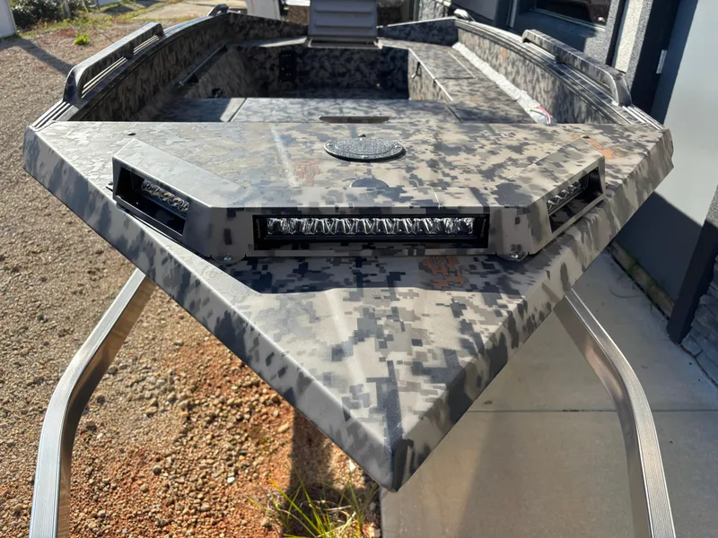 Slide: The Image of 2025 Edge Duck Boats 756DB with camouflage design and LED light bar. - 10