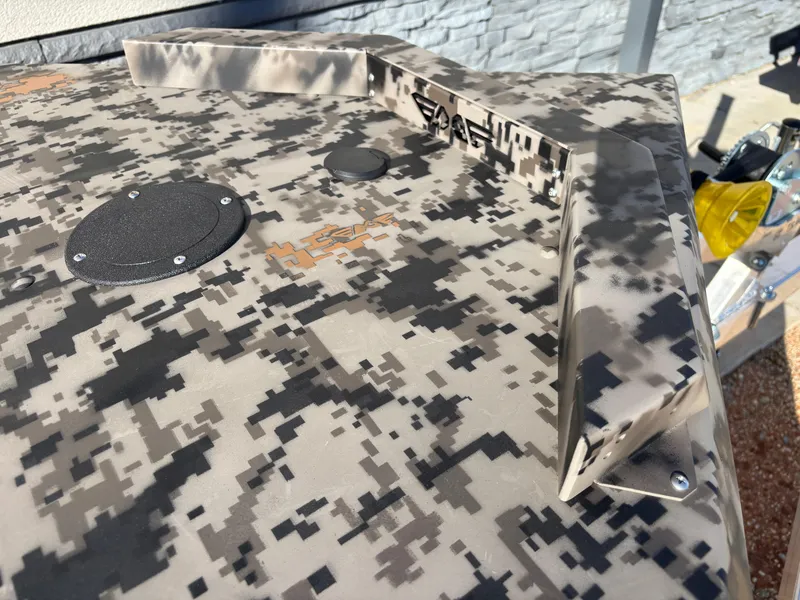 Slide: The Image of 2025 Edge Duck Boats 756DB with digital camouflage pattern and rugged design. - 31