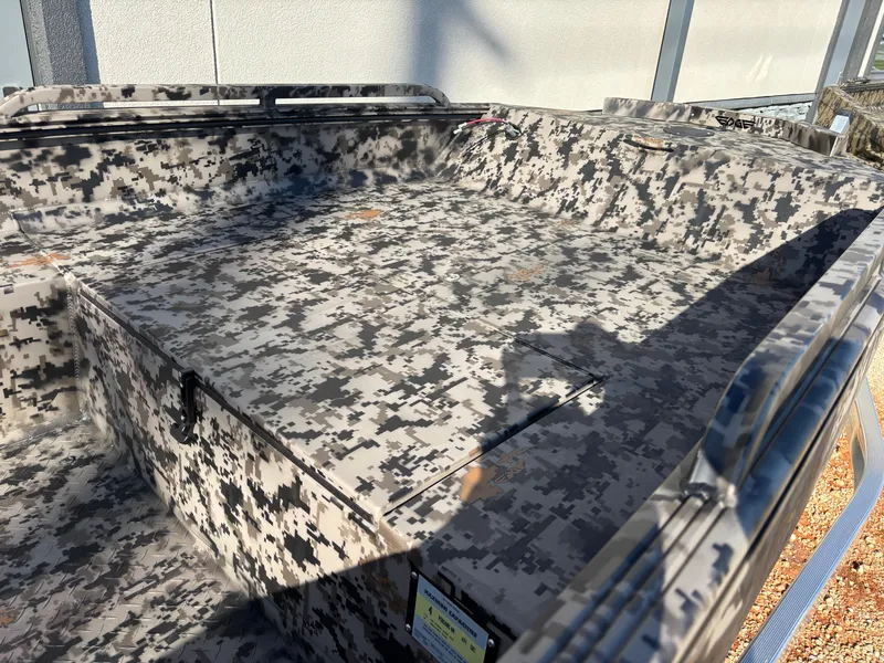 Slide: The Image of 2025 Edge Duck Boats 756DB with digital camouflage interior design. - 15