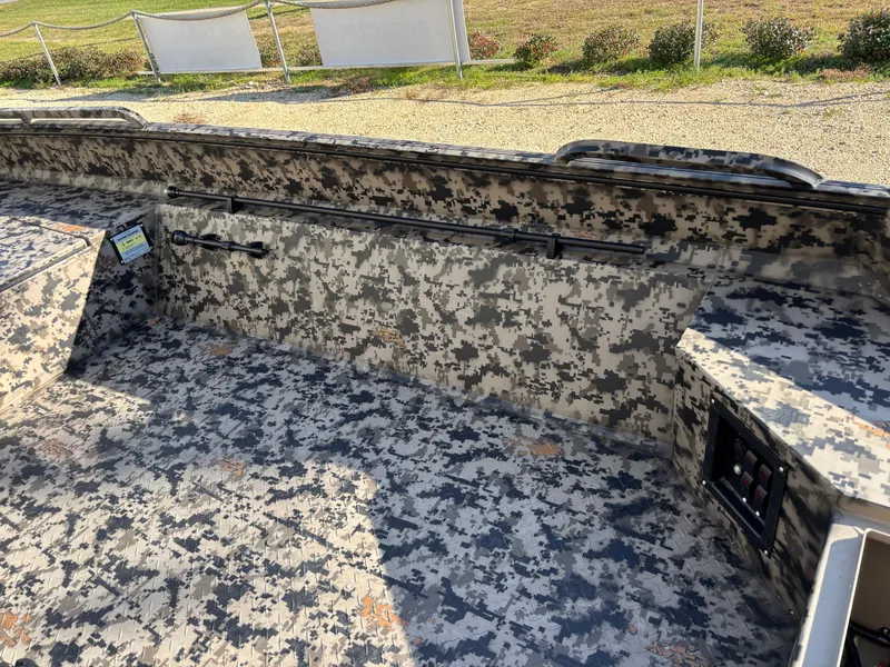 Slide: The Image of 2025 Edge Duck Boats 756DB with camouflage interior design. - 7