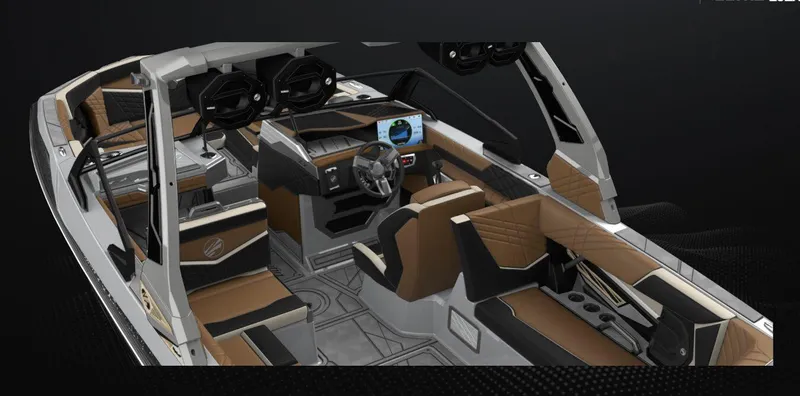 Slide: The Image of 2025 Tigé 23ZX Ultre' boat interior with modern design and advanced dashboard features. - 4