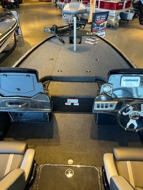 Slide: The Image of 2025 Nitro Z19 boat displayed in a showroom with sleek design and modern features. - 4