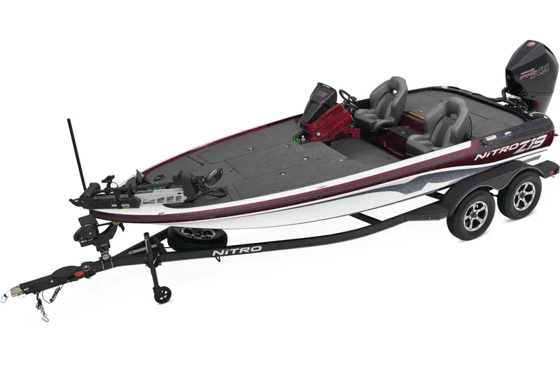 Slide: The Image of 2025 Nitro Z19 boat interior with dual seats and steering console. - 6