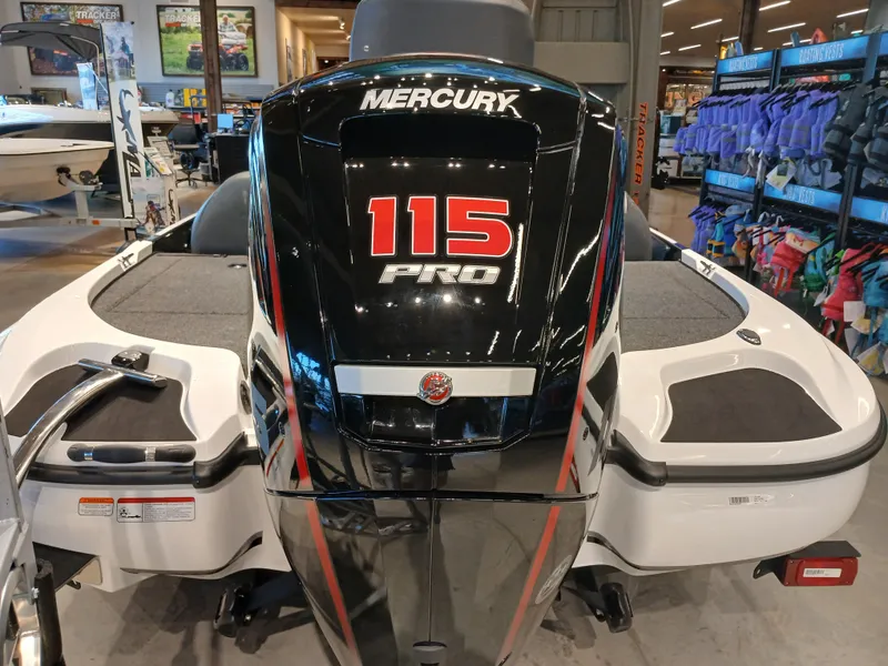 Slide: The Image of Mercury 115 Pro outboard motor on Nitro Z17 boat, 2025 model, in showroom. - 27