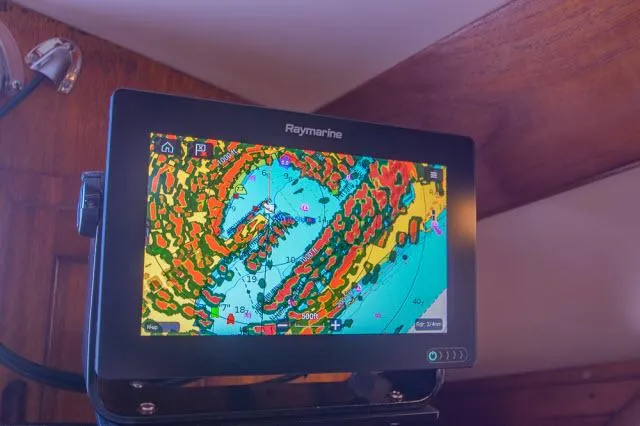 Slide: The Image of Raymarine navigation display on 1971 Ericson 39 Flush Deck sailboat. - 41