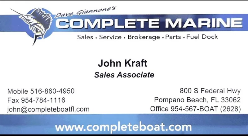 Slide: The Image of Business card for Complete Marine, featuring contact details for sales associate. - 22