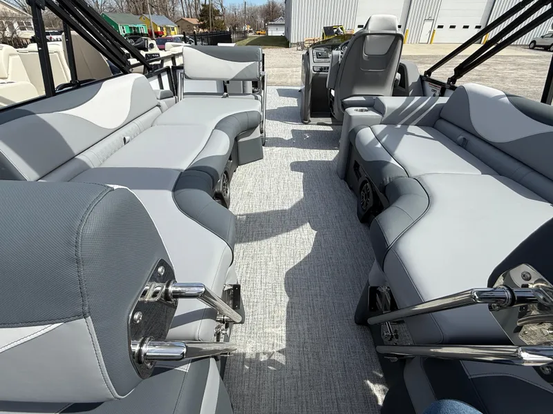Slide: The Image of 2025 Tahoe Pontoon LTZ Quad Lounger Shift with luxurious seating and modern design. - 17
