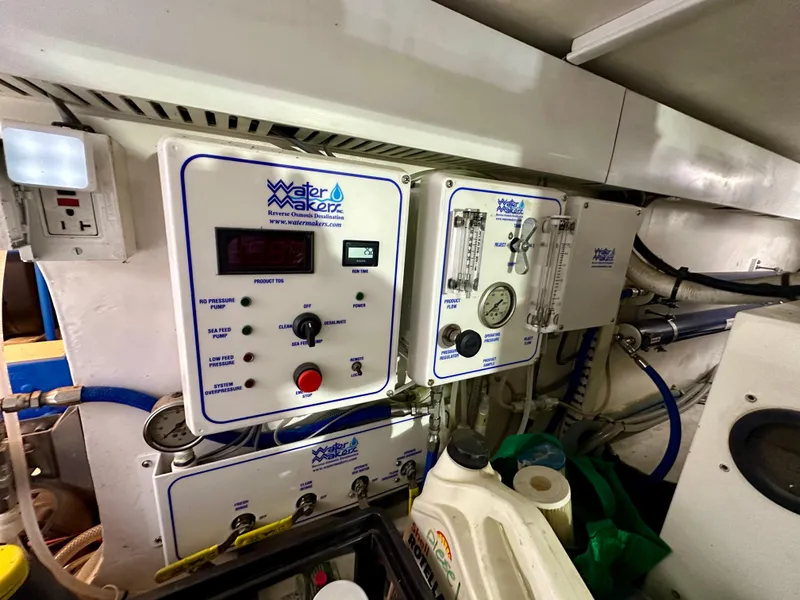 Slide: The Image of Water filtration system in a 1999 Viking 60 Cockpit Sports Yacht engine room. - 47