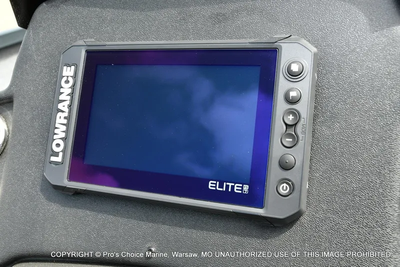 Slide: The Image of Lowrance Elite FS7 fishfinder on 2024 Ranger RT188P boat dashboard. - 10