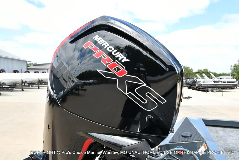 Slide: The Image of 2024 Ranger RT188P boat with Mercury Pro XS 115HP engine in a marina setting. - 18