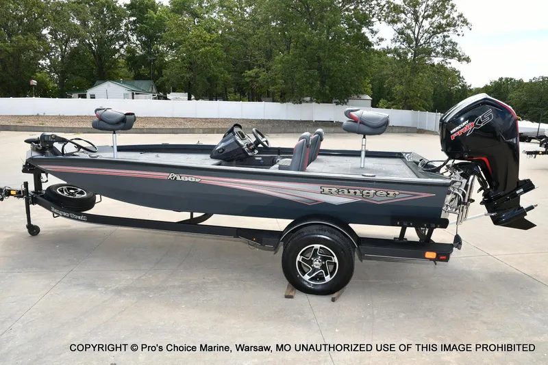 Slide: The Image of 2024 Ranger RT188P boat with 115HP Pro-XS engine on trailer. - 21