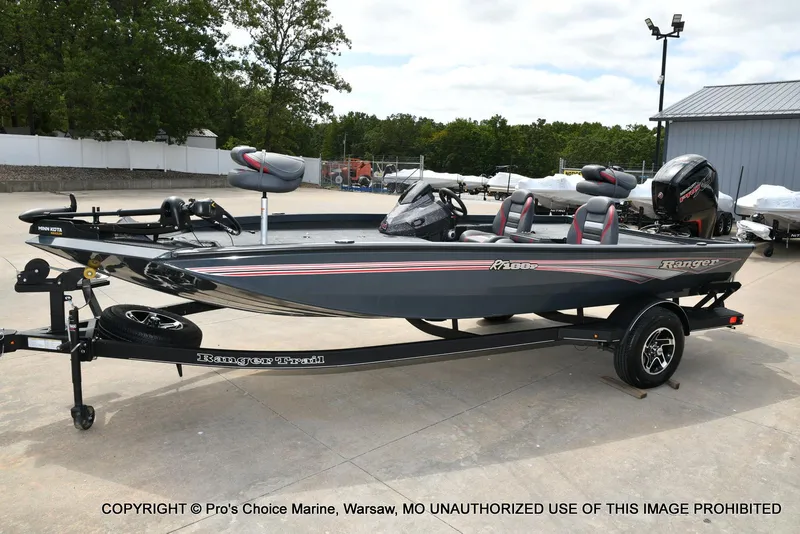 Slide: The Image of 2024 Ranger RT188P boat with 115HP Pro-XS engine on trailer. - 22