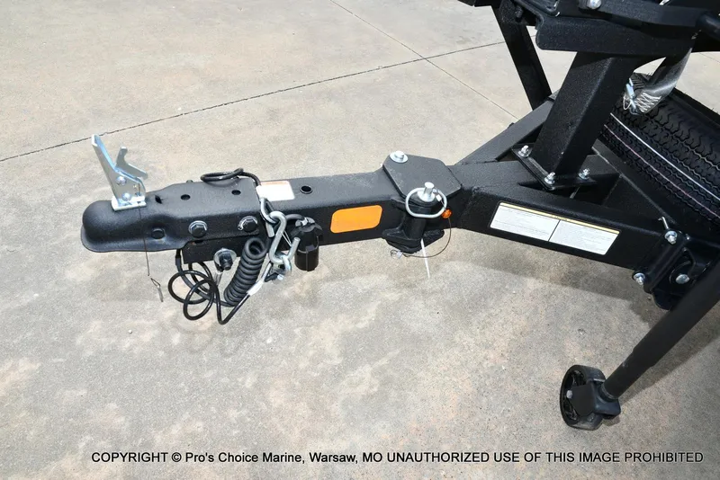 Slide: The Image of Trailer hitch of 2024 Ranger RT188P boat, featuring secure locking mechanism and wiring. - 27