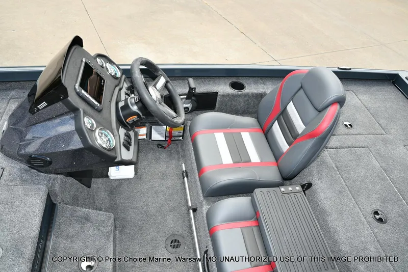 Slide: The Image of 2024 Ranger RT188P boat interior with steering console and seating. - 37