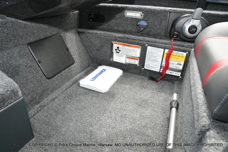 Slide: The Image of 2024 Ranger RT188P boat interior with control panel and Lowrance equipment. - 38
